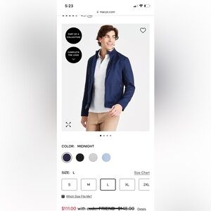 NWT Michael Kors Mens Racer Jacket, size large